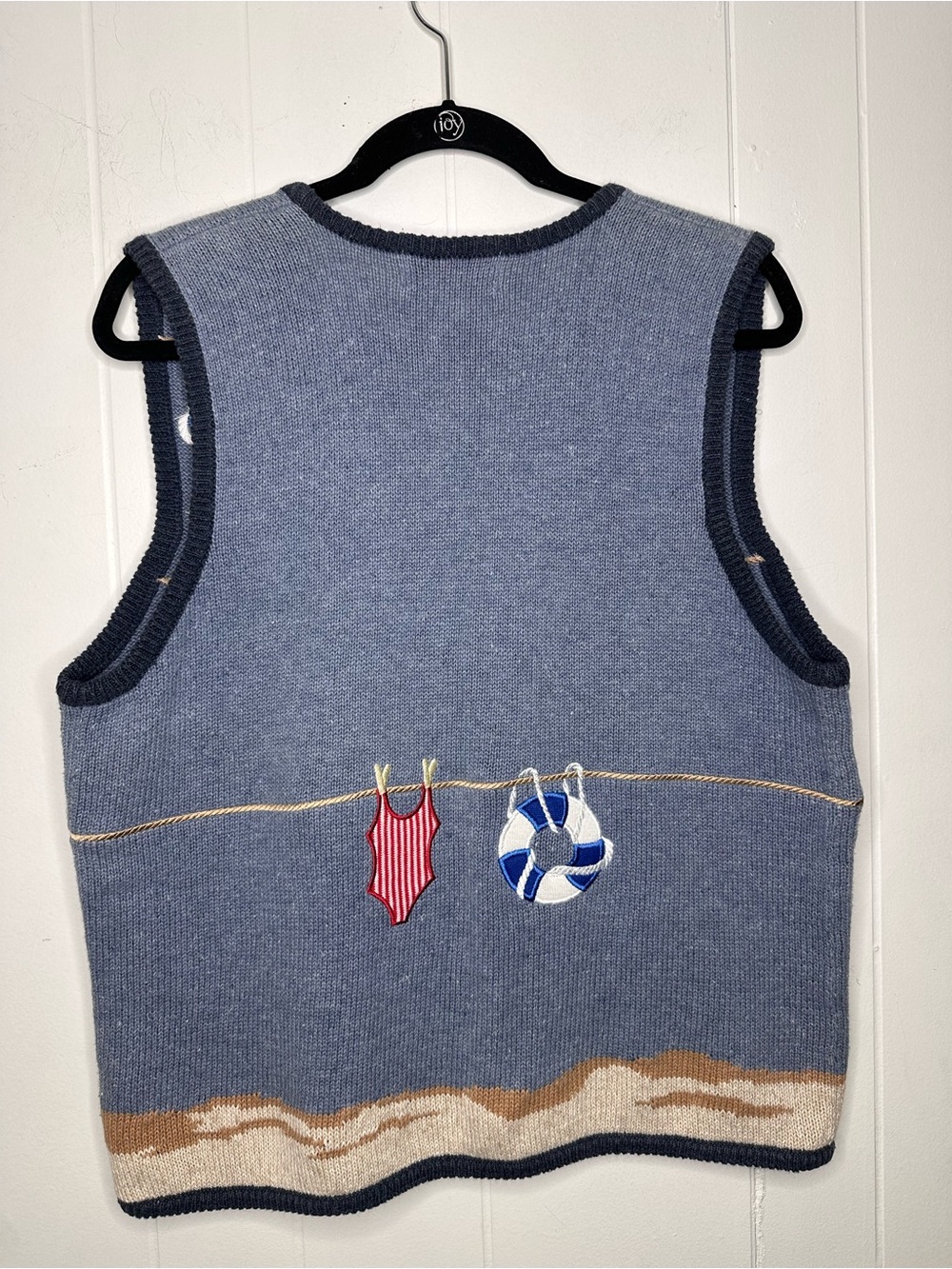 Mandal Day Light Blue Embroidered Summer Knit Vest - Picture 6 of 6